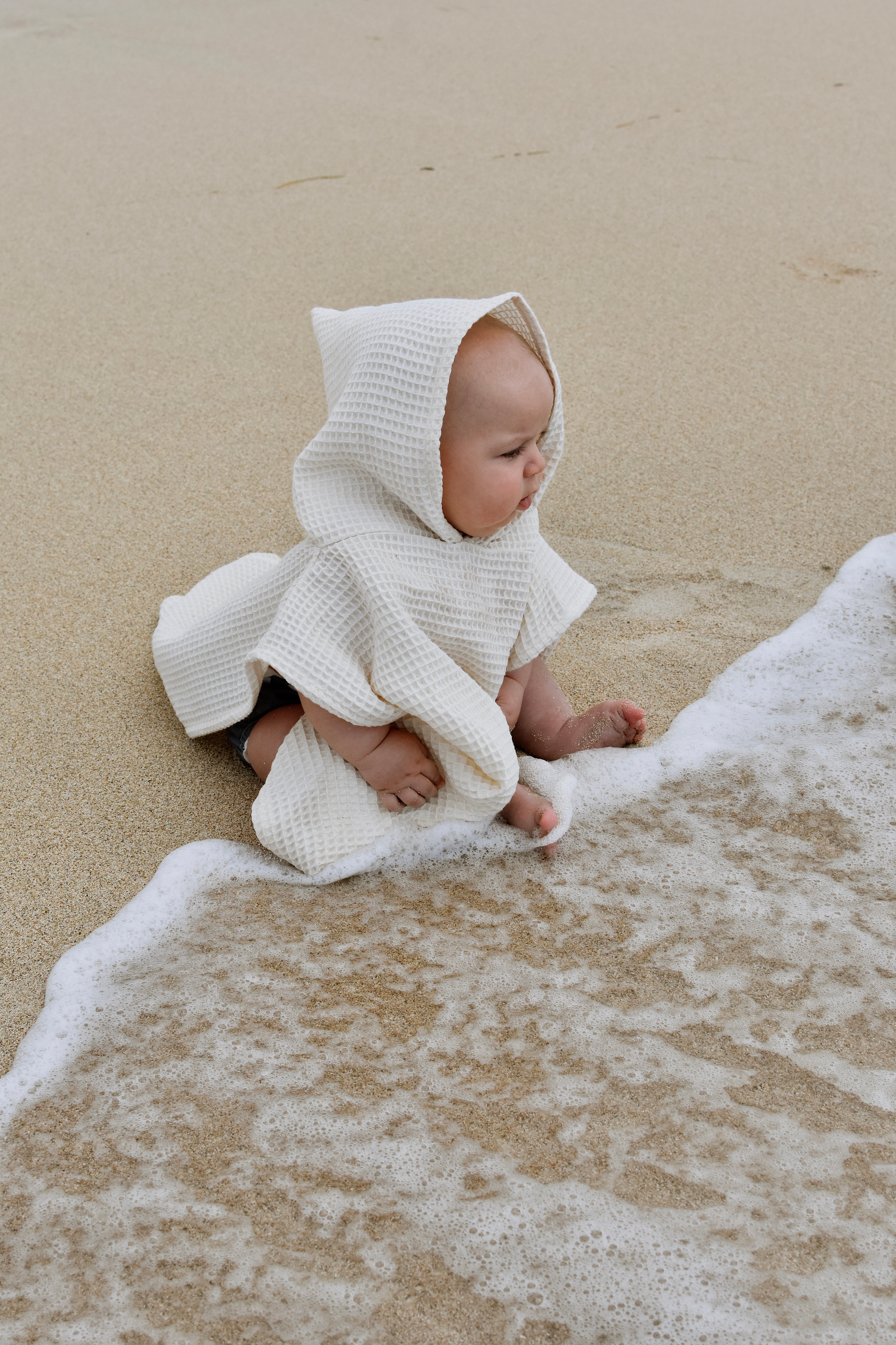 Poncho gaufré enfant sortie de bain et plage | 100 % coton | Maminimerveille