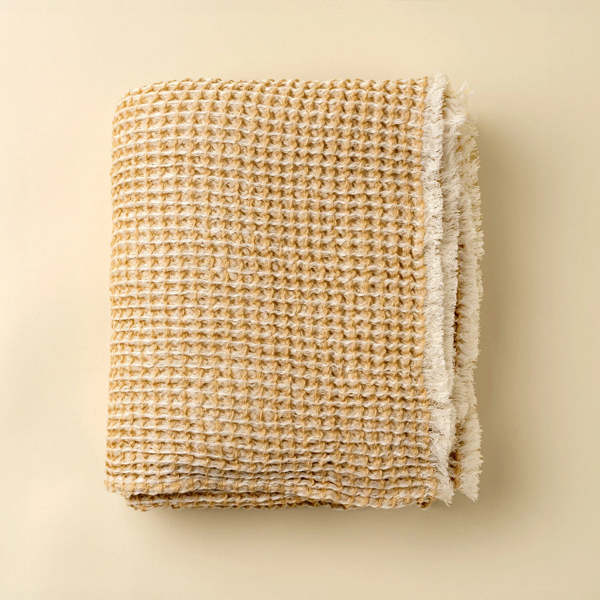 Jeté gaufré Nora en coton | 50 × 60 po | Franges