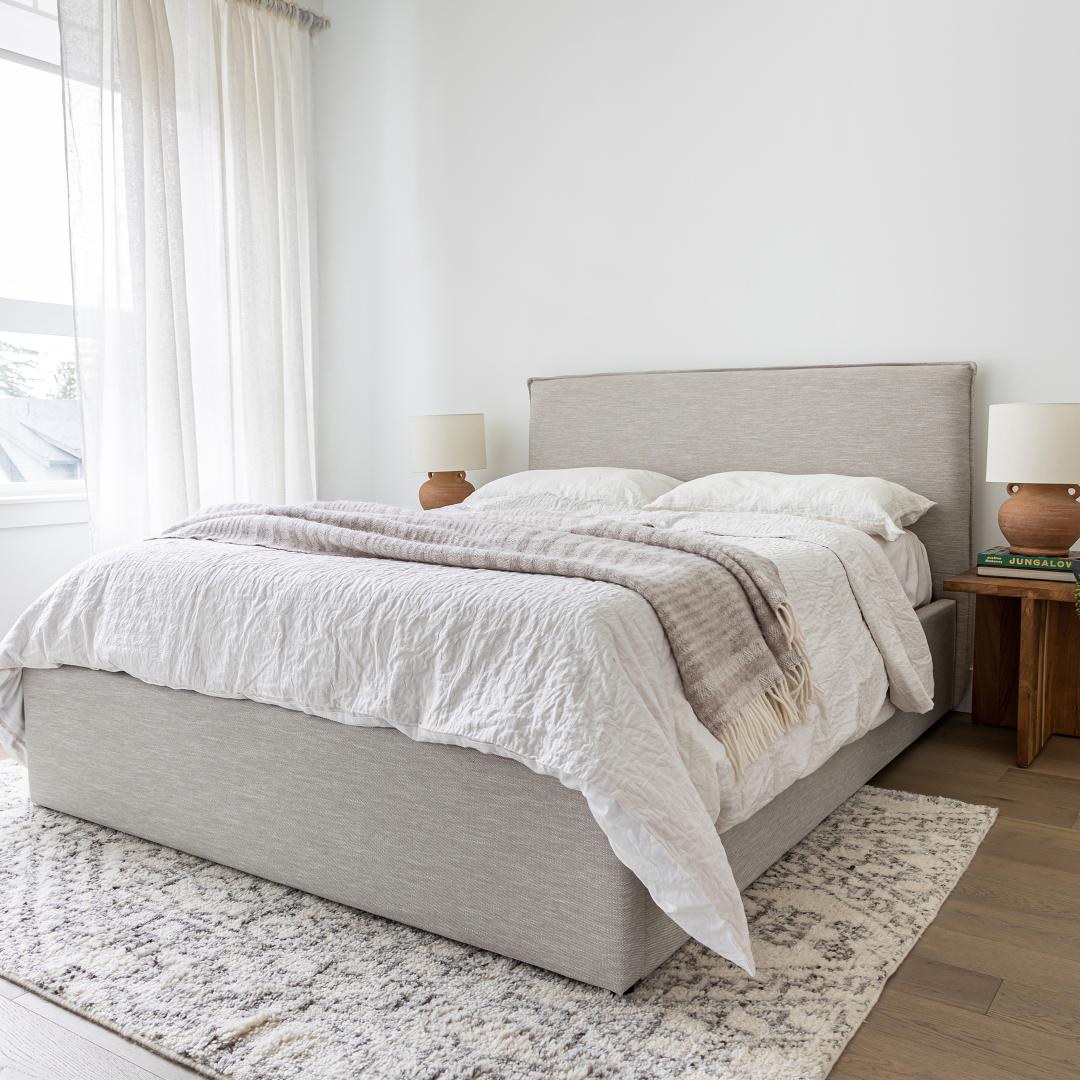 Lit coffre Julia | Tissu sable | King