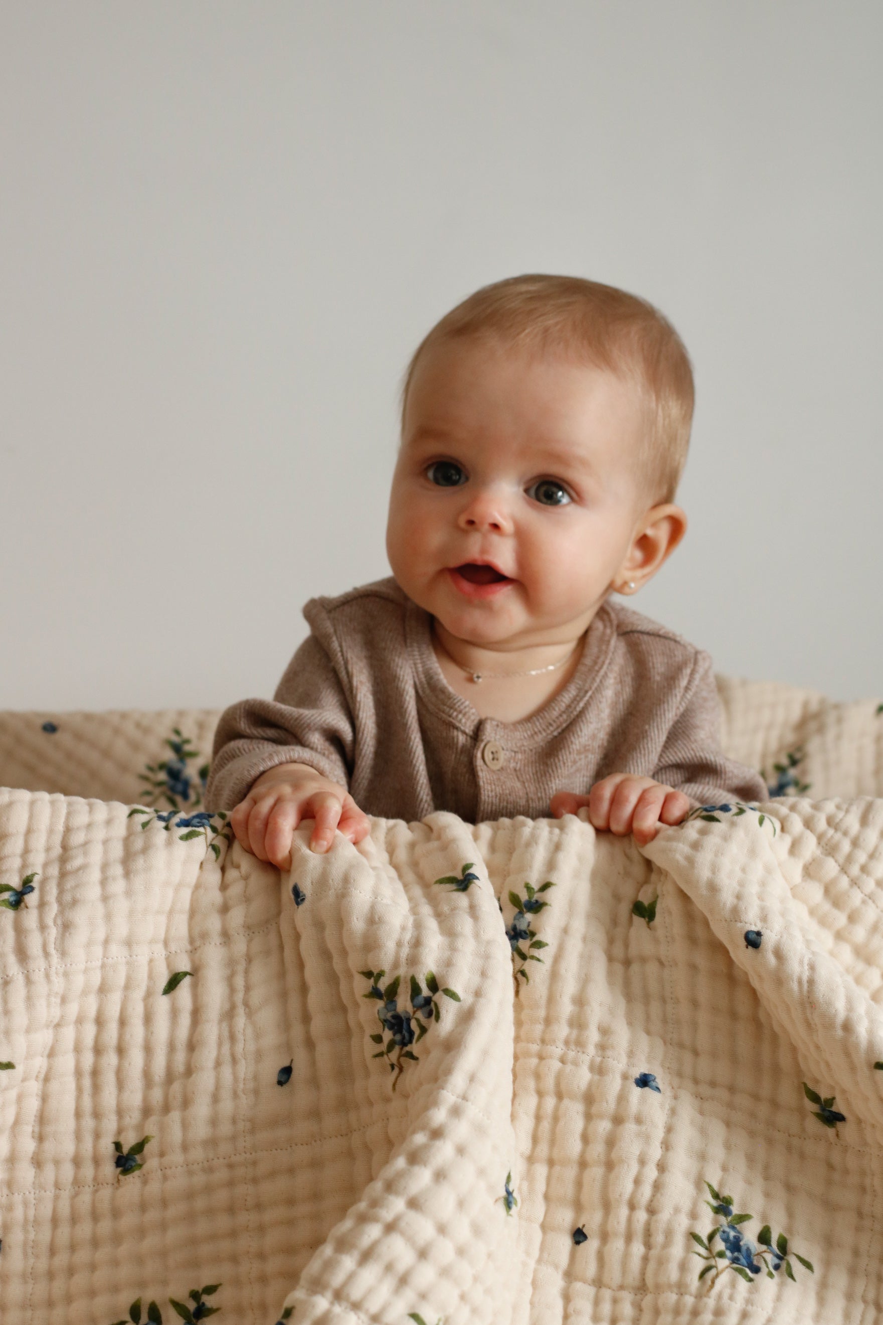 Couverture bébé en mousseline de coton biologique 4 couches | Bleuet