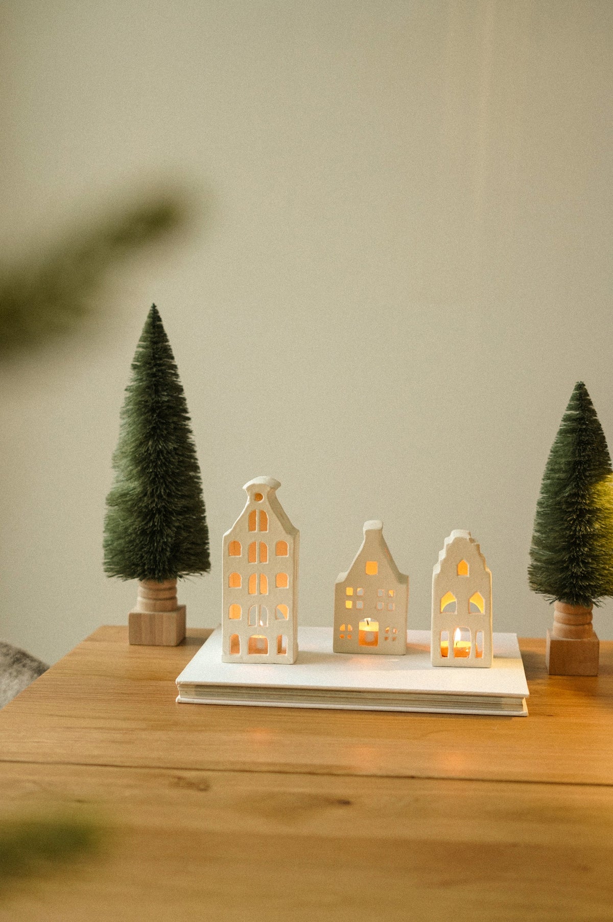 Maison photophore Vail | Grand format | Aluminium crème