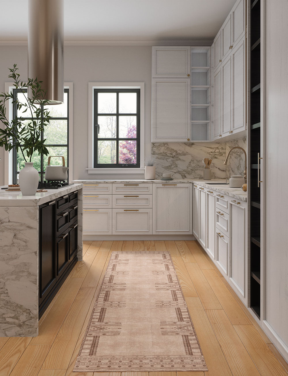 Tapis Mazela beige naturel & brun | Inspiration persane minimaliste