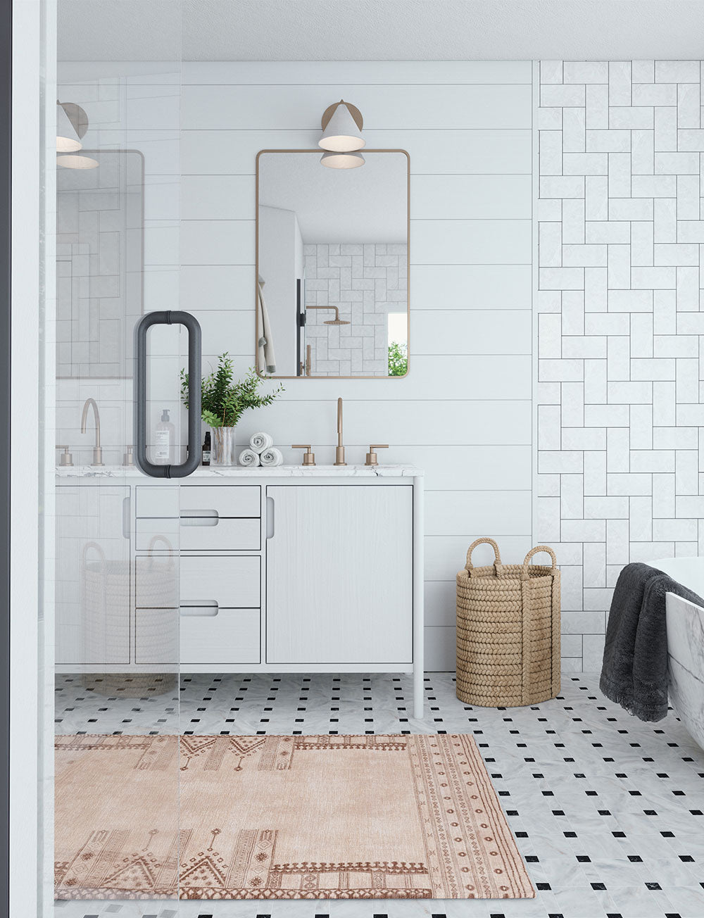 Tapis Mazela beige naturel & brun | Inspiration persane minimaliste