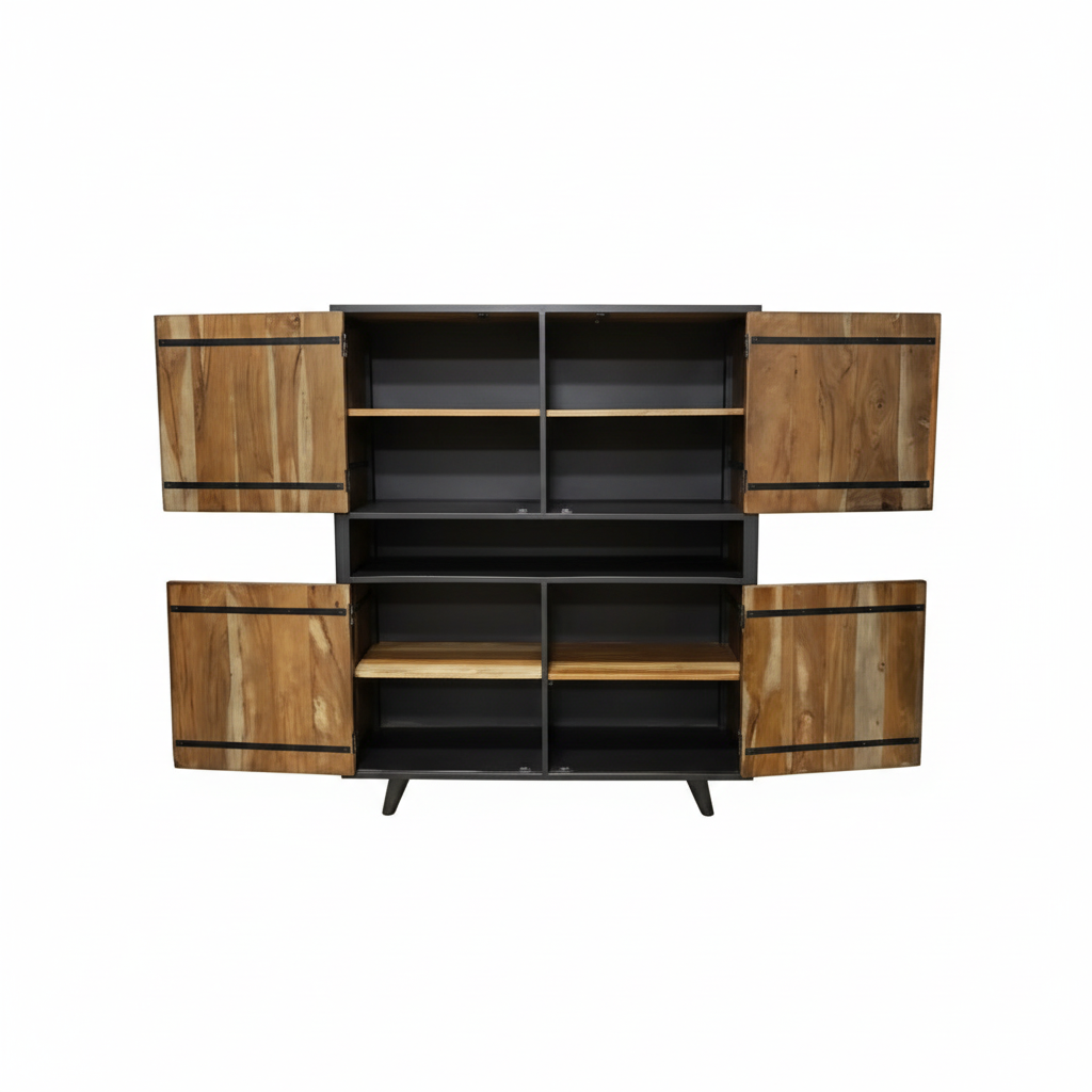 Vaisselier style scandinave en bois recyclé | Bois et acier