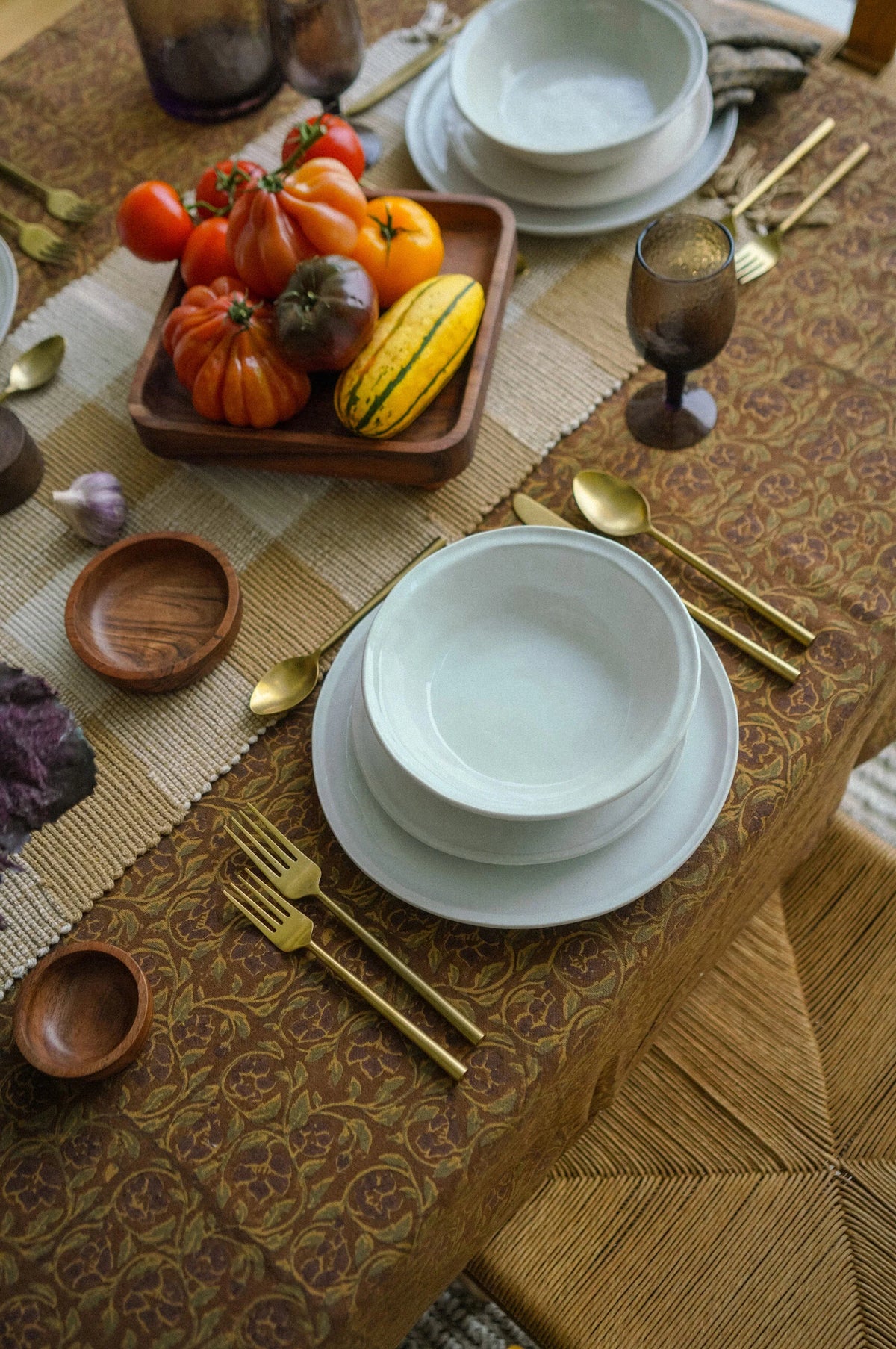 Mayur block-print tablecloth | Linen and organic cotton | Handmade