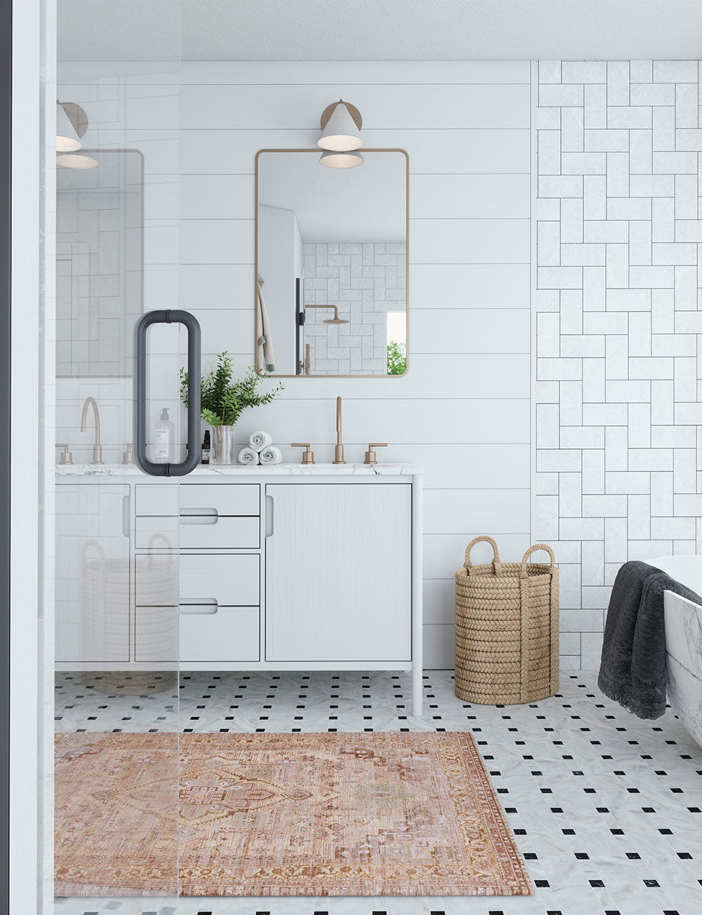 Tapis Ozana Naturel | Motif Persan Beige, Jaune & Vert Menthe