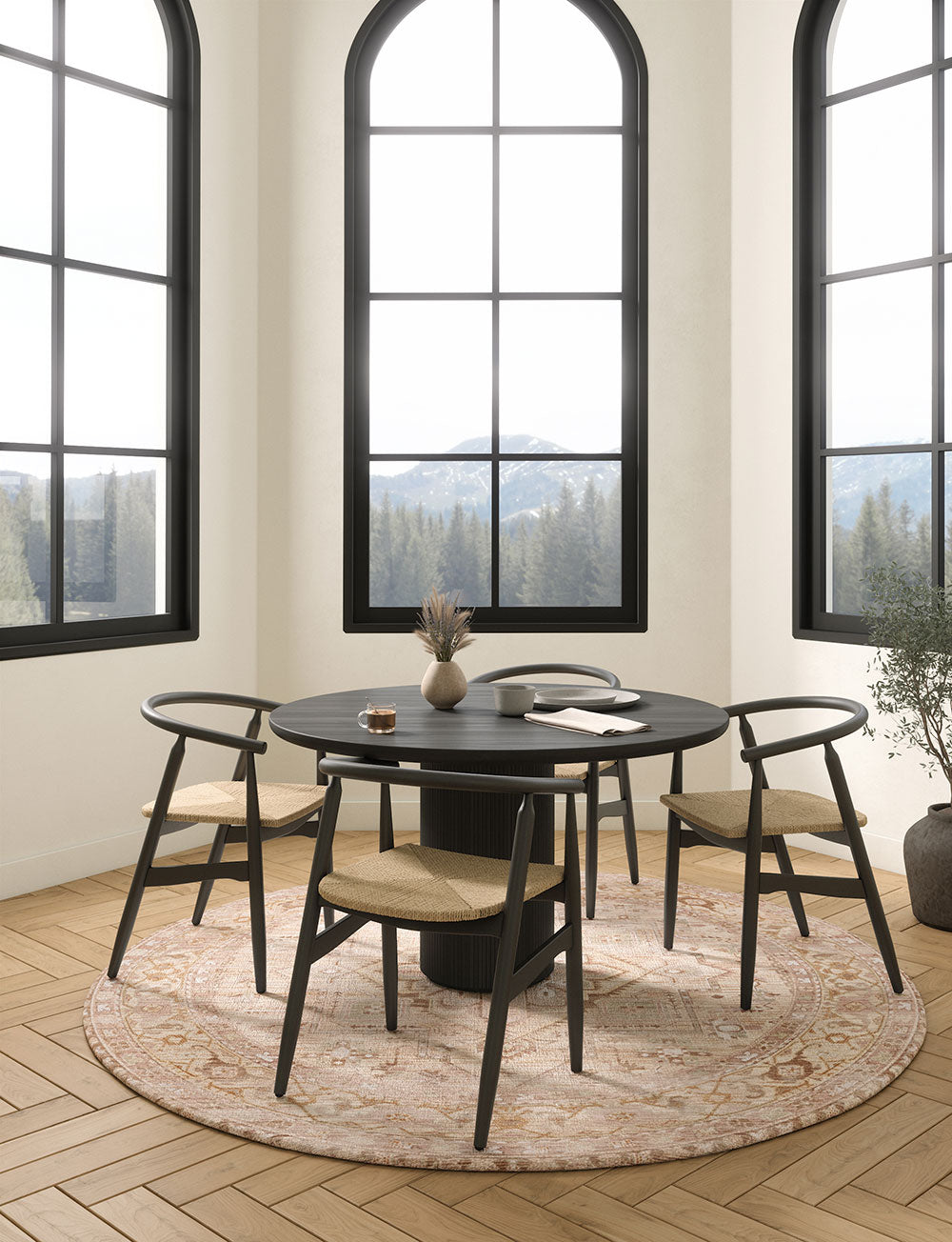 Tapis Ozana Naturel | Motif Persan Beige, Jaune & Vert Menthe