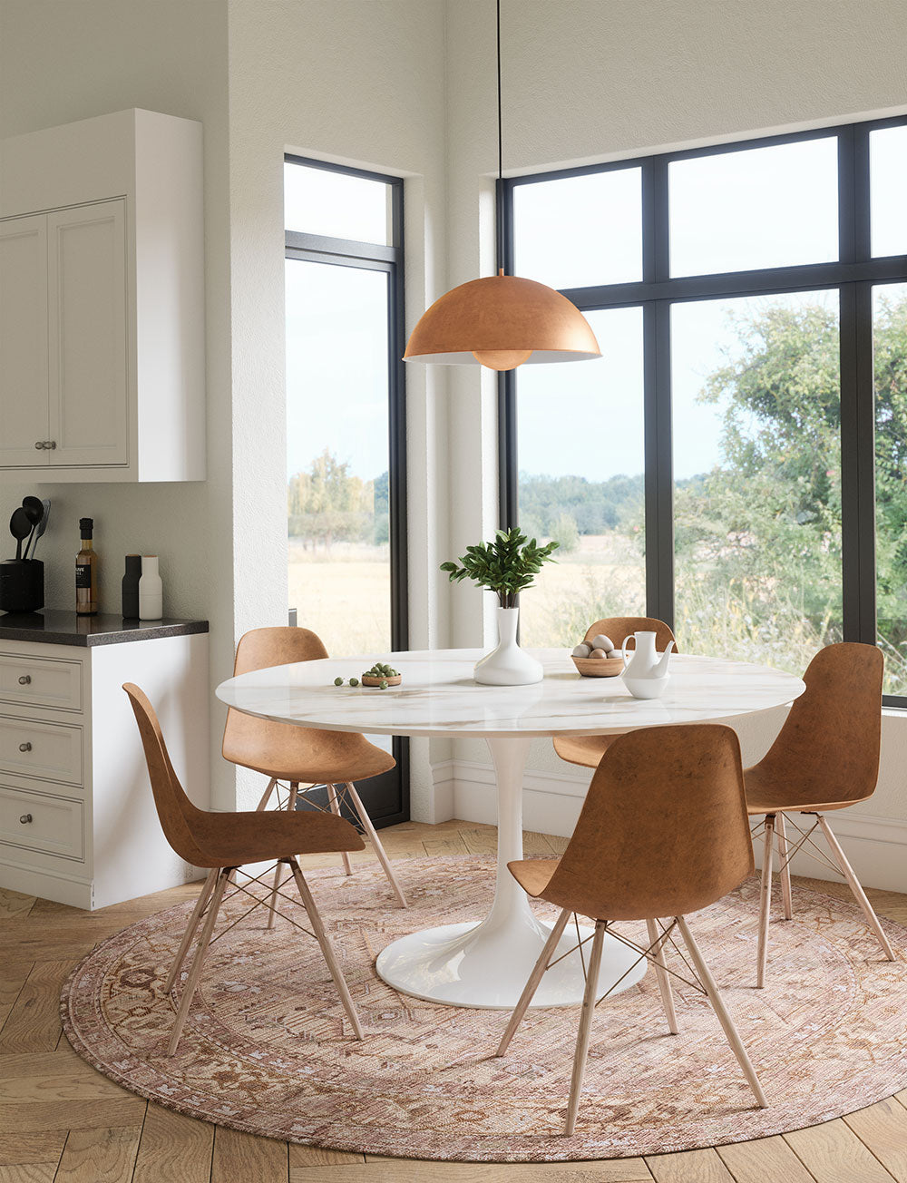 Tapis Ozana Naturel | Motif Persan Beige, Jaune & Vert Menthe