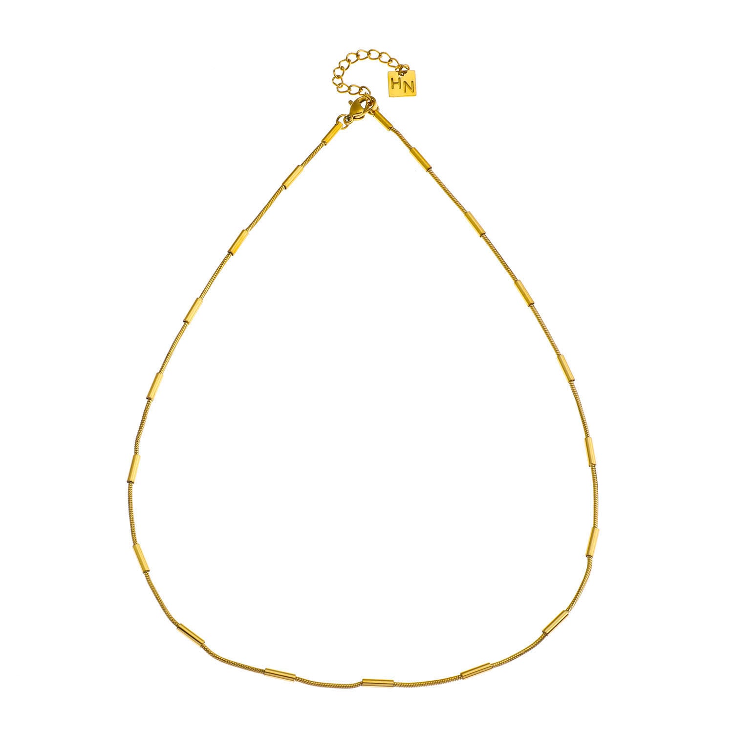 Collier Cyrillia | Or 18 carats infusé | Chaîne à perles tubulaires