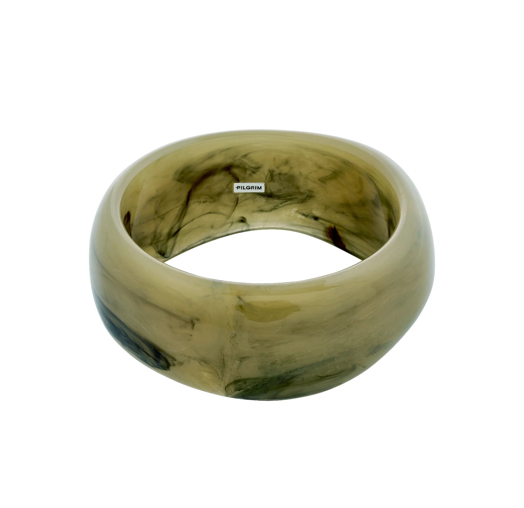 Bracelet manchette AASE vert marbré Pilgrim fait à la main, fabriqué à 99 % de matériaux recyclés.