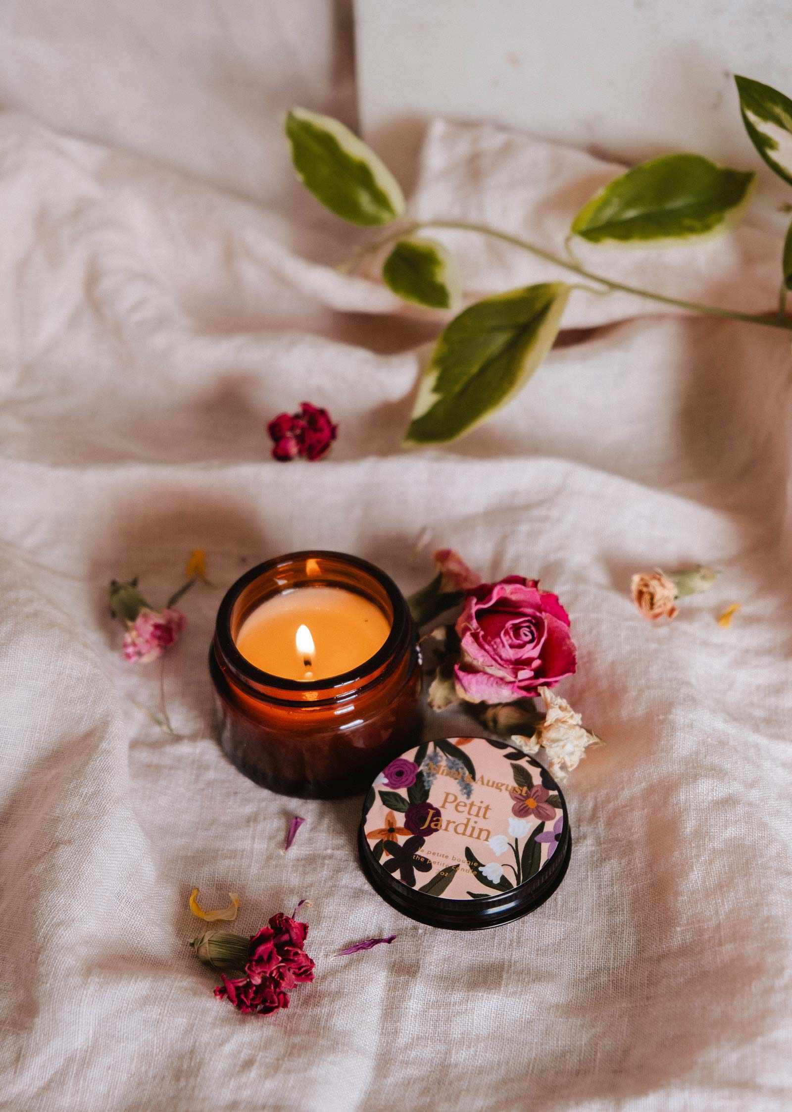 Reusable Soy Candle Little Garden | Citrus & Lily scent | 2 oz | Mimi & August