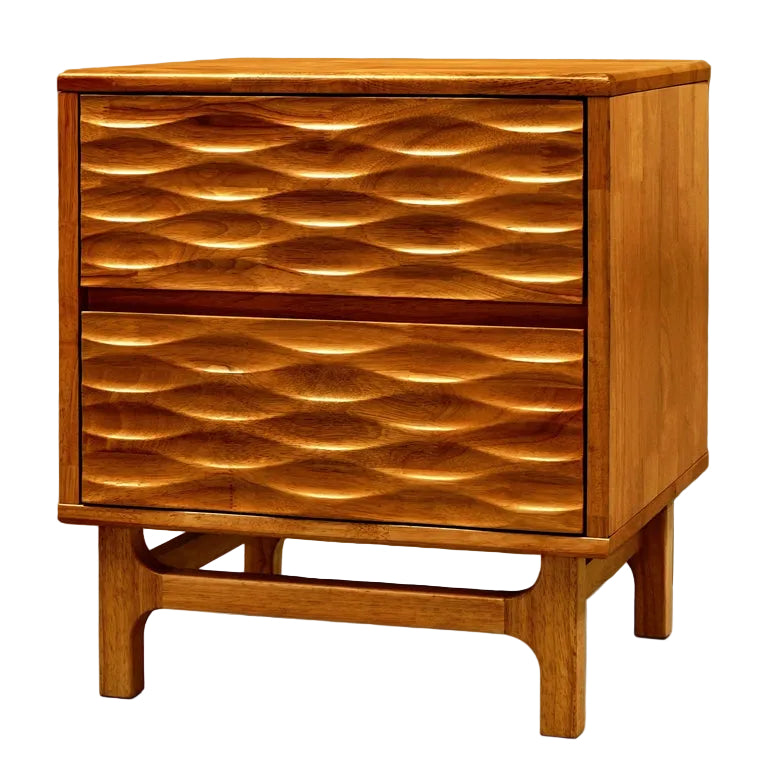 Table de chevet Elara en bois massif | 2 tiroirs | Bois d’hévéa FSC®