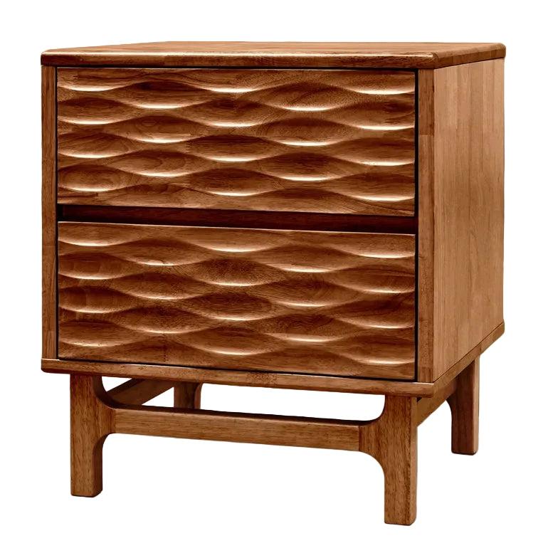 Table de chevet Elara en bois massif | 2 tiroirs | Bois d’hévéa FSC®