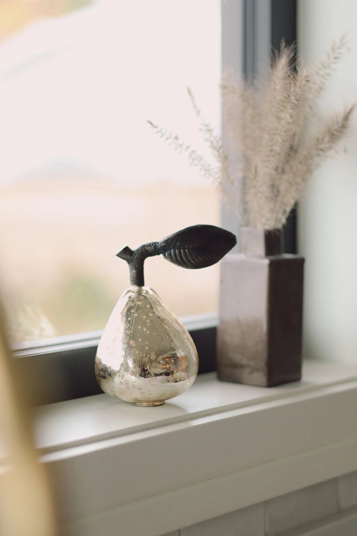 Poire décorative en verre champagne recyclé