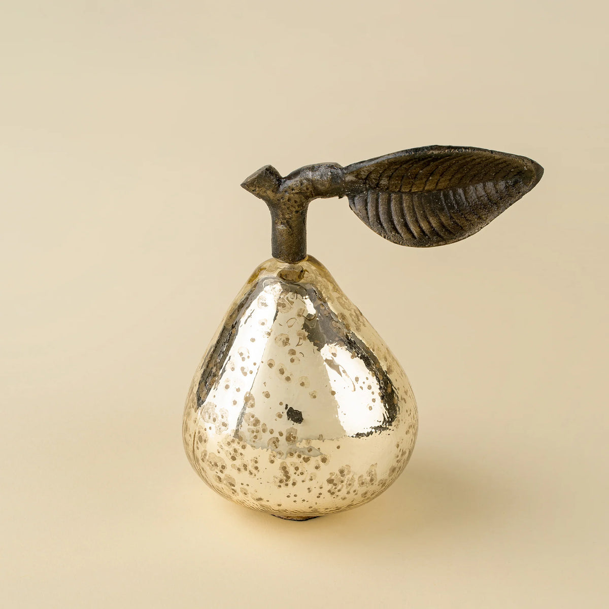 Poire décorative en verre champagne recyclé