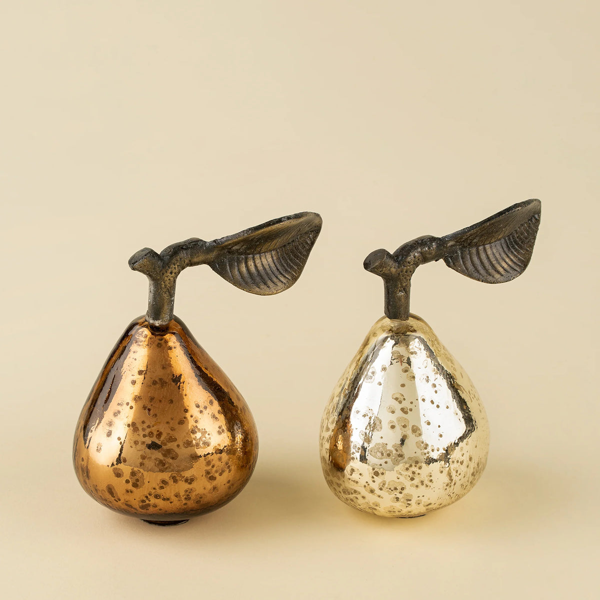 Poire décorative en verre champagne | Verre recyclé | Fait main en Inde