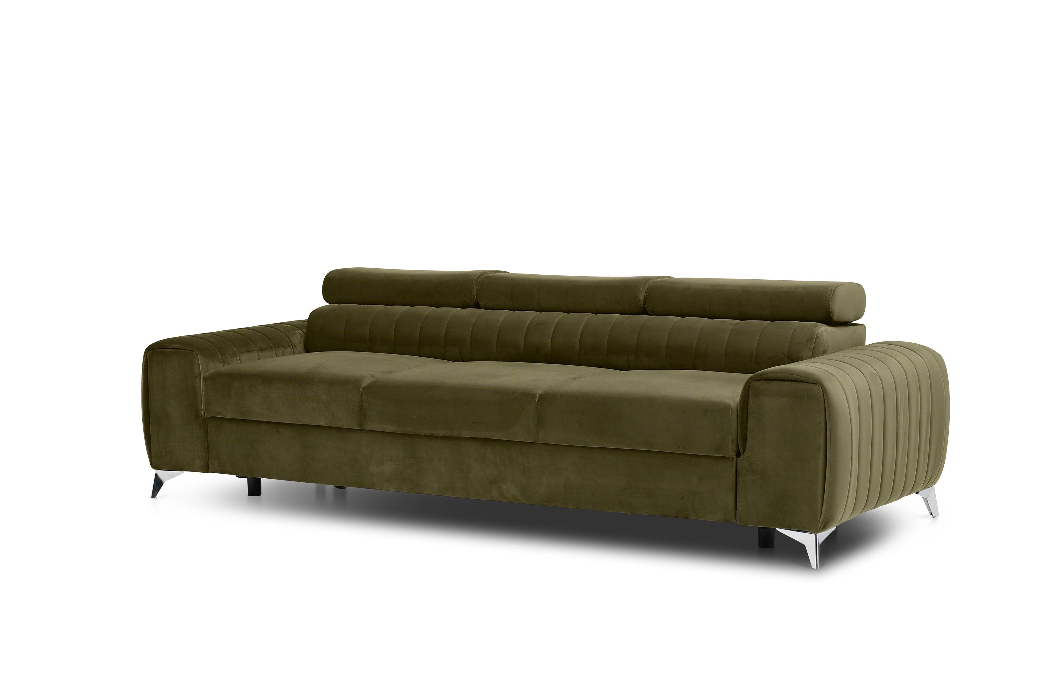 Canapé 3 places convertible Laurence en velours| Olive Green