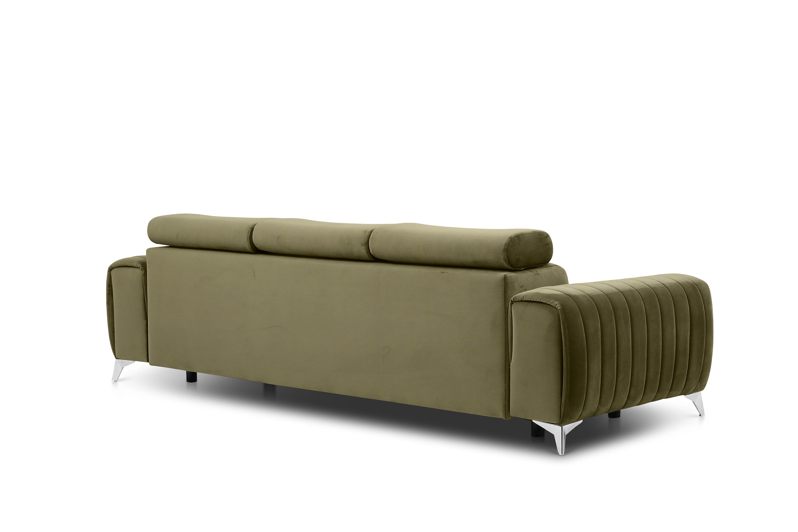 Canapé 3 places convertible Laurence en velours| Olive Green