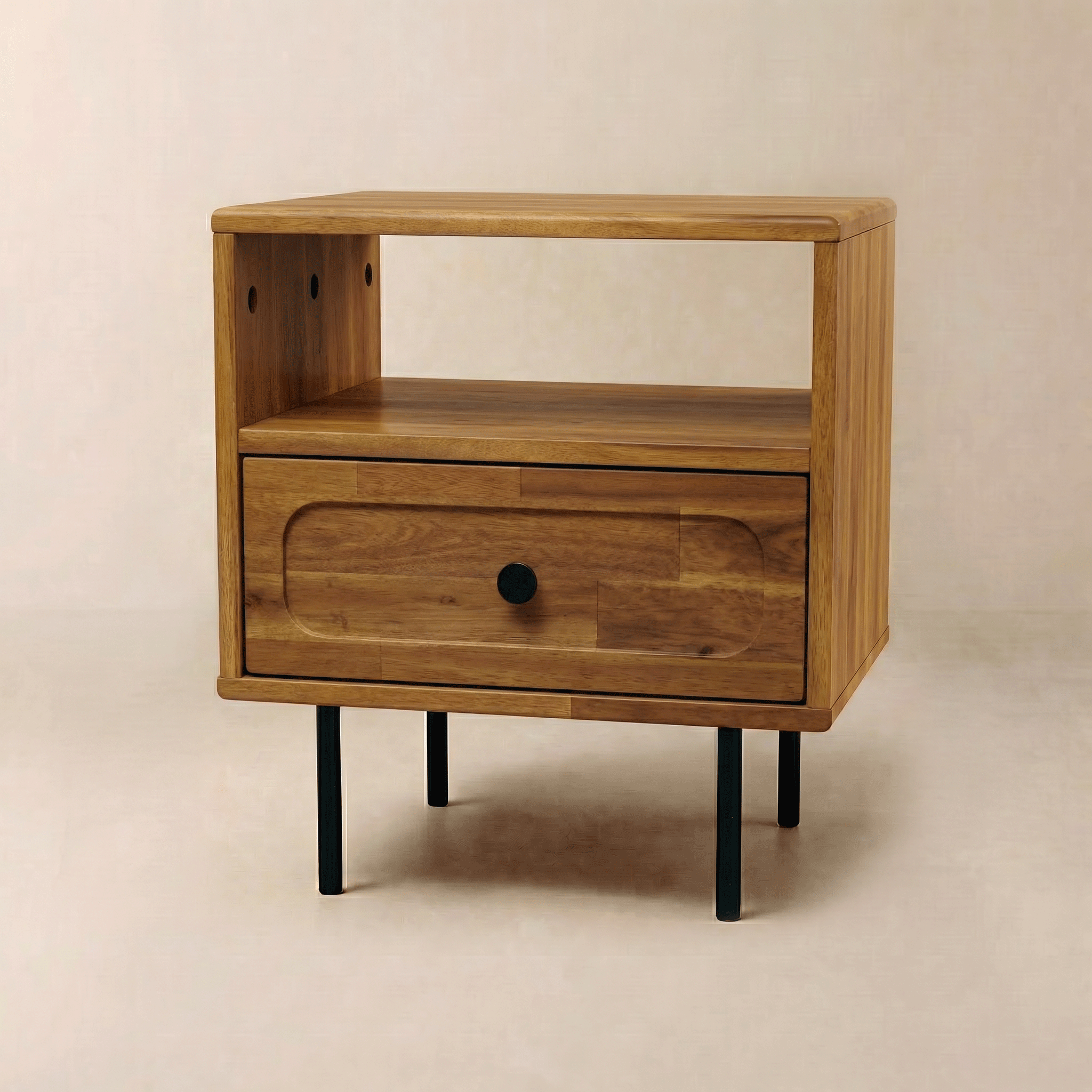 Table de chevet Savana en bois massif | 1 tiroir | Style mid-century moderne