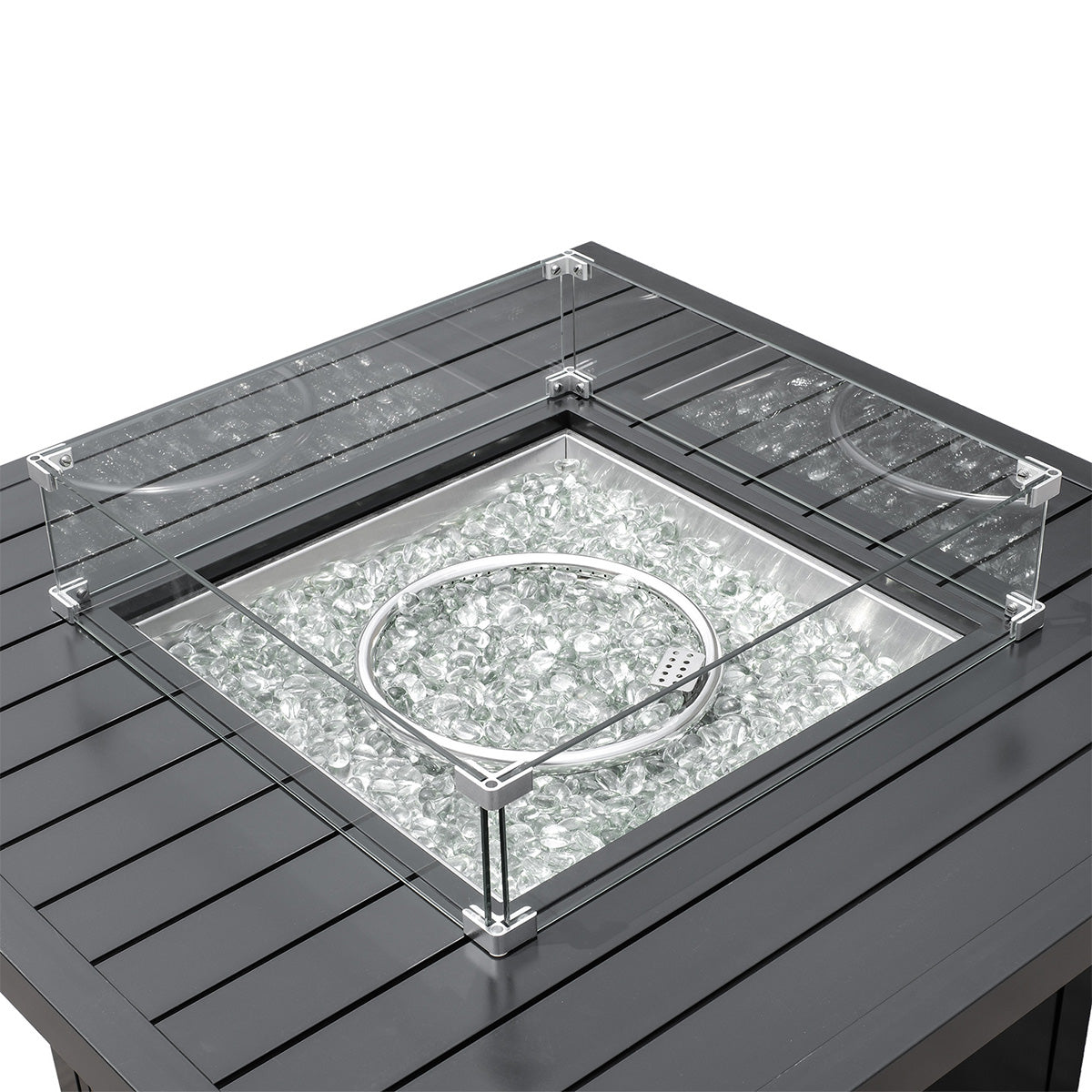 42 in. Round Propane Outdoor Fire Pit Table | Powder-Coated Aluminum | 50,000 BTU