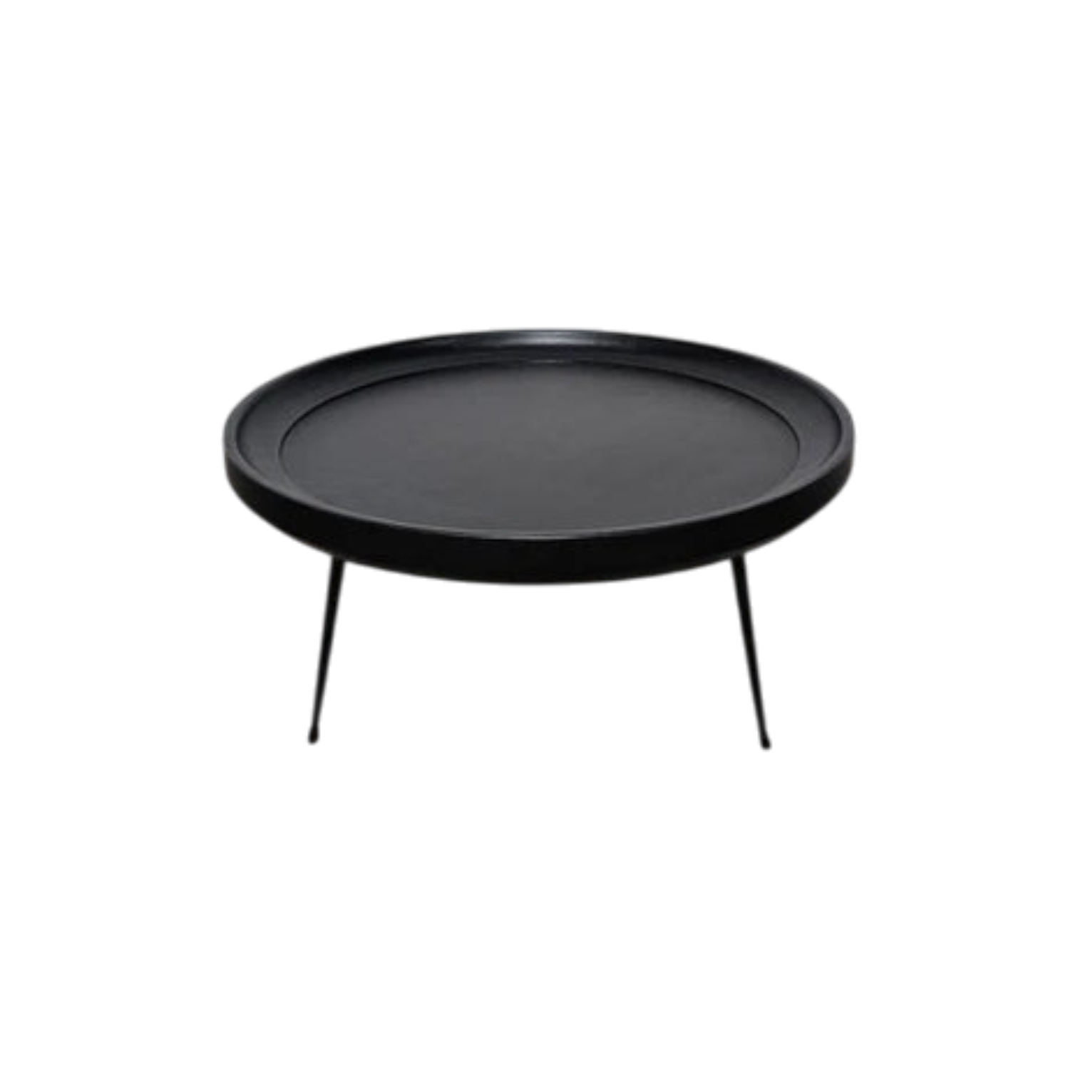 Table à Café Ronde en Bois Massif de Manguier | Fini Noir