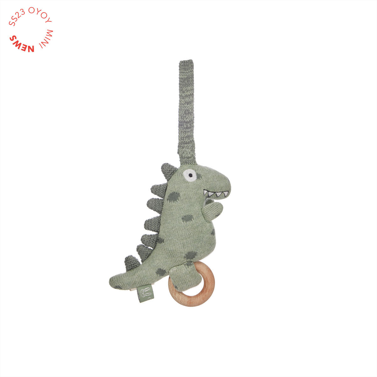 Mobile musical Theo Dino en coton avec anneau en bois par OYOY MINI