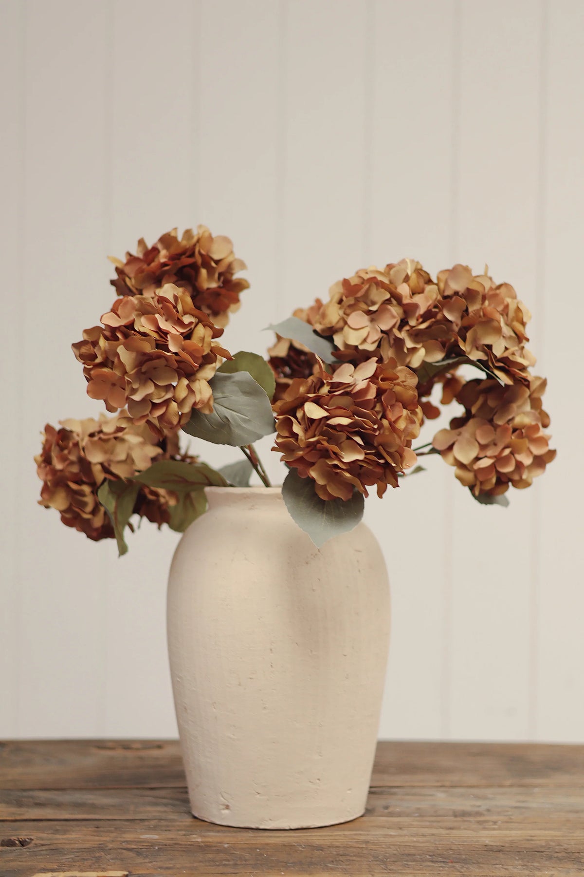 Tige d’hortensia artificiel orange brûlé | Fleurs d’automne
