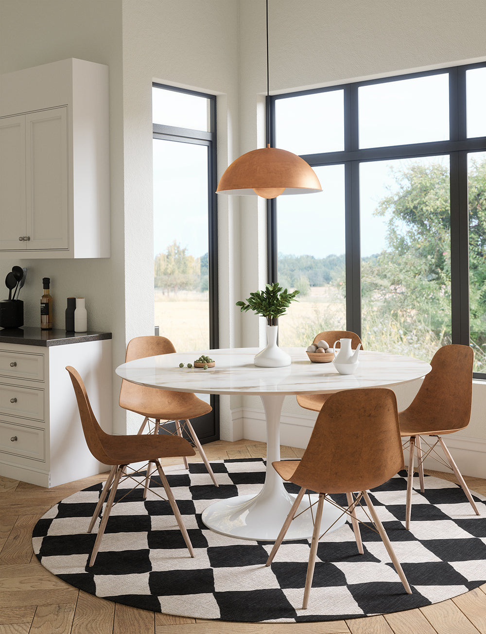 Tapis Trestres Noir & Ivoire | Motif Marocain à Carreaux