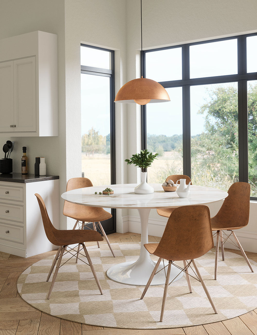 Tapis Trestres Naturel & Ivoire | Motif Marocain à Carreaux