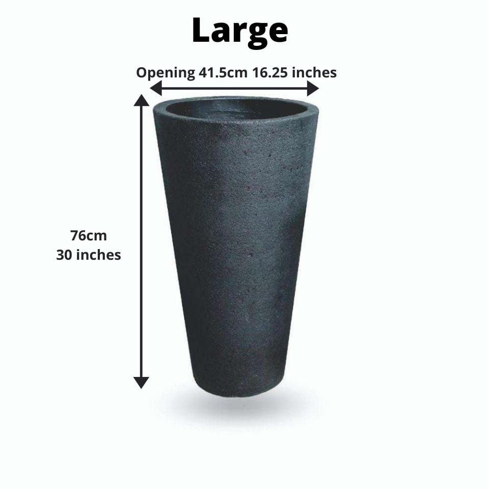 Cache-pot Vaneto en ciment noir moderne dimensions grand