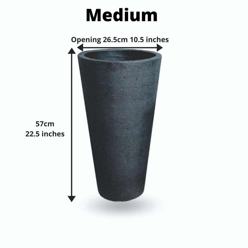 Cache-pot Vaneto en ciment noir moderne dimensions moyen