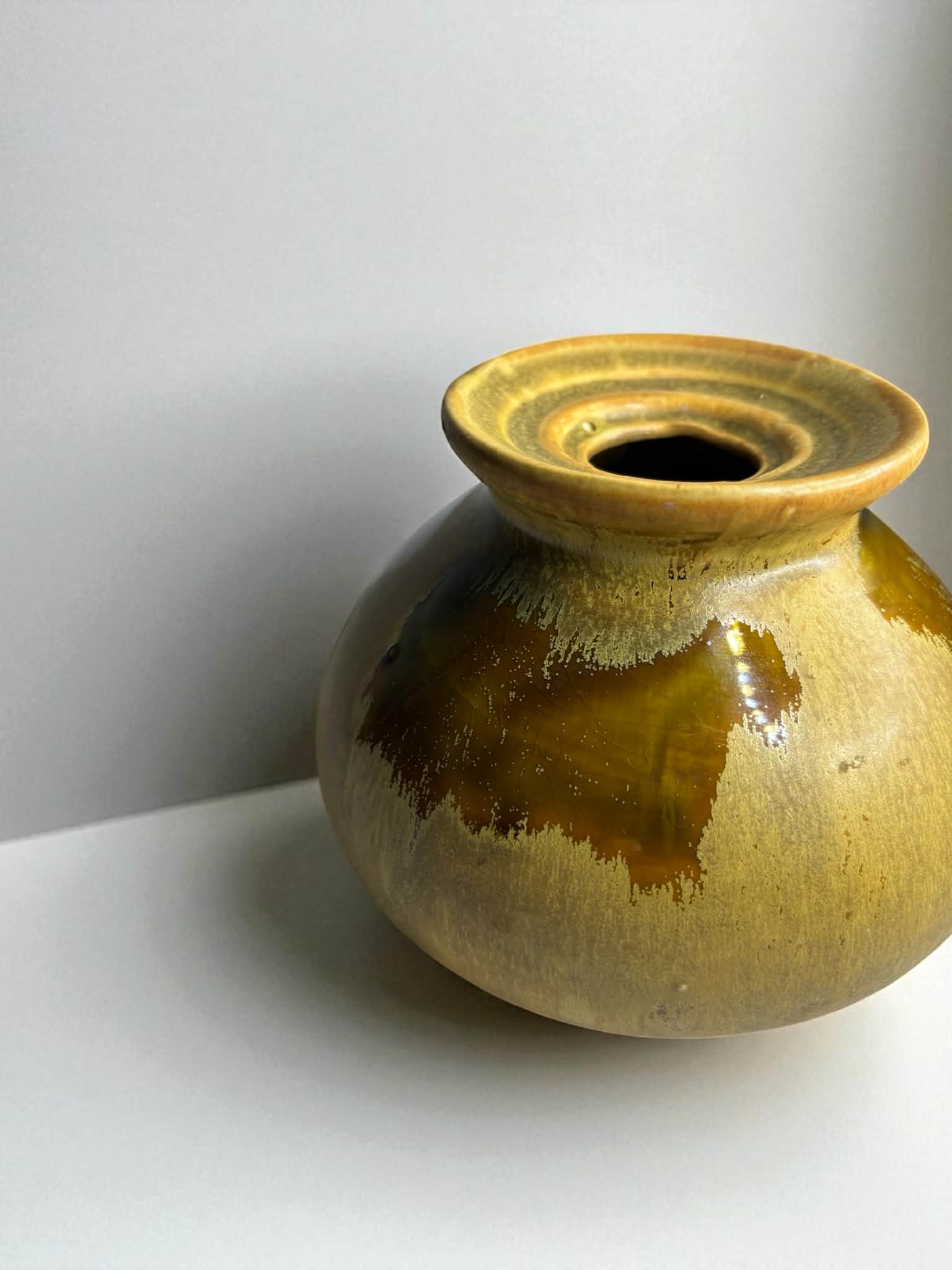 Vase en céramique émaillée | Petit format | Tonalités ocre et brun
