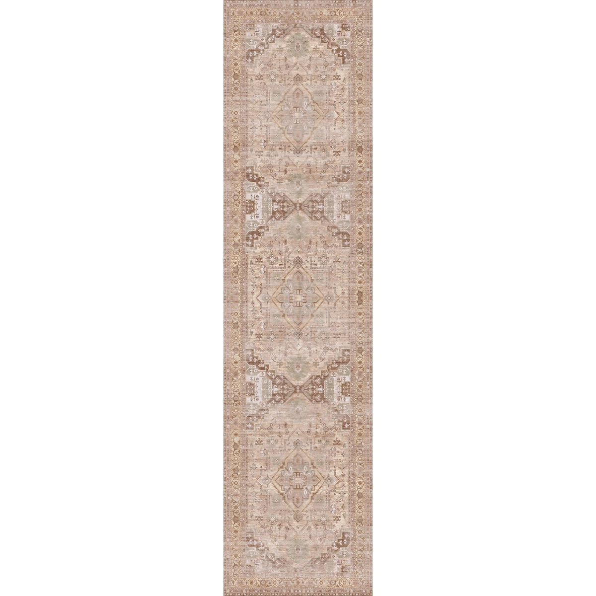 Tapis Ozana Naturel | Motif Persan Beige, Jaune & Vert Menthe