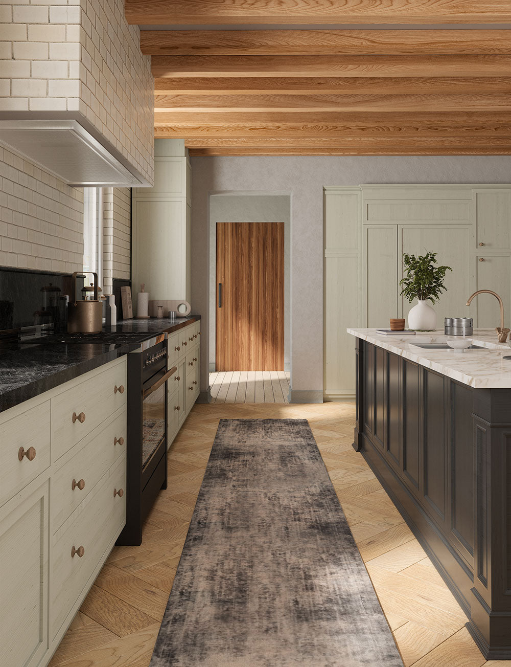 Tapis Willow Gris Foncé & Blanc | Motif Abstrait