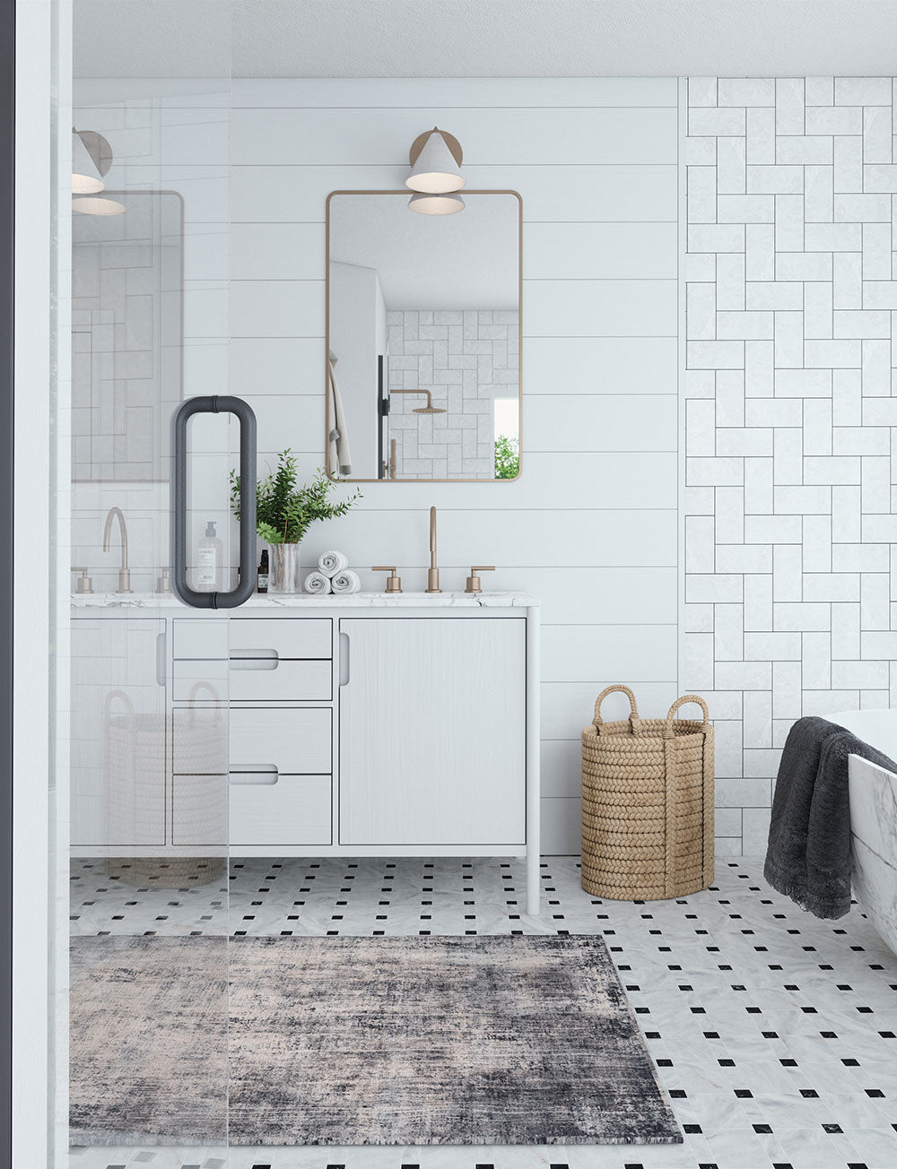 Tapis Willow Gris Foncé & Blanc | Motif Abstrait