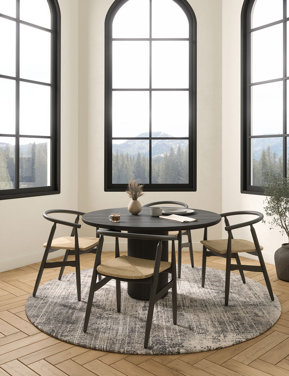 Tapis Willow Gris Foncé & Blanc | Motif Abstrait