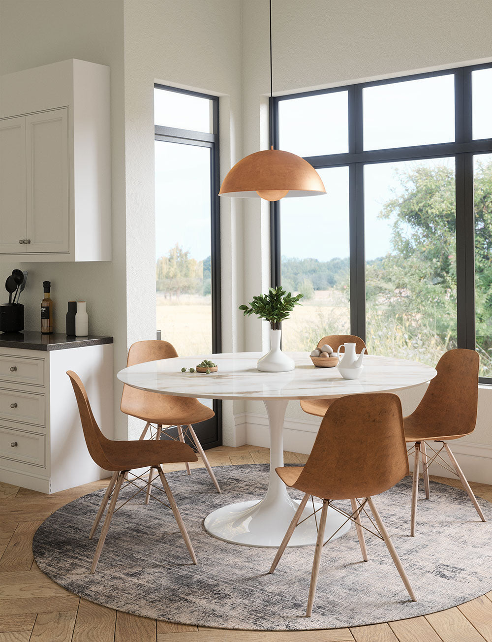 Tapis Willow Gris Foncé & Blanc | Motif Abstrait