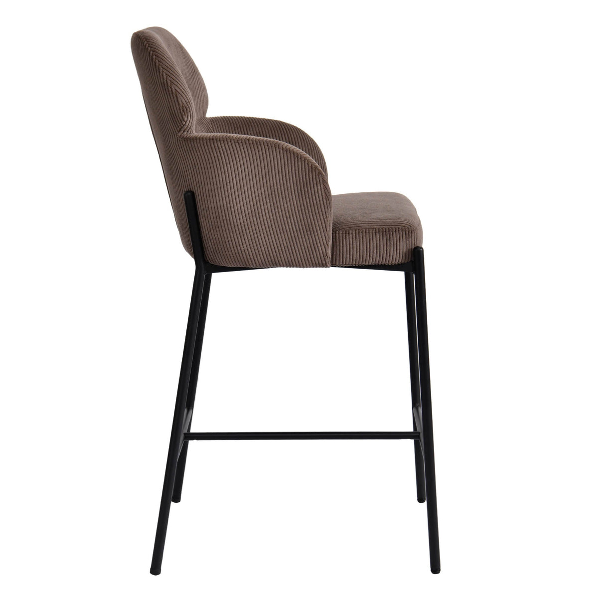 Tabouret Aria | Velours côtelé brun | Pieds en fer