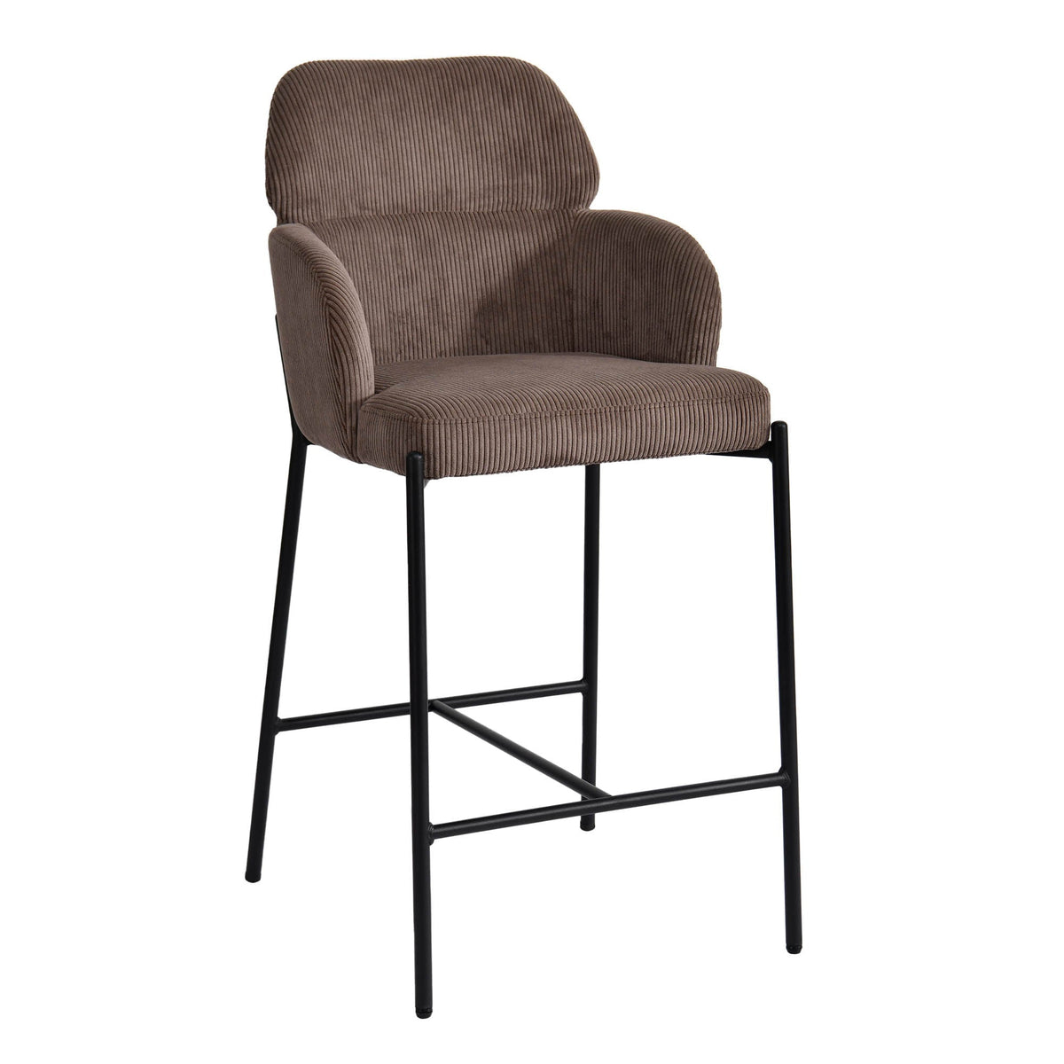 Tabouret Aria | Velours côtelé brun | Pieds en fer