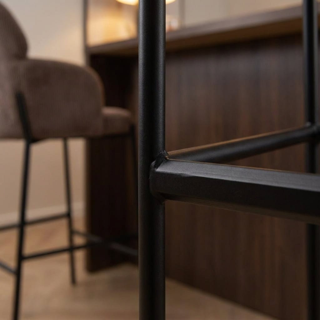 Tabouret Aria | Velours côtelé brun | Pieds en fer
