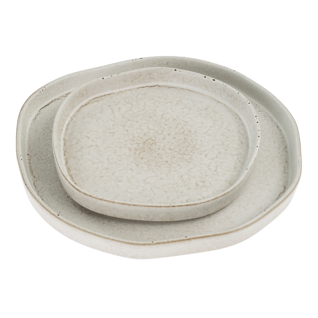 Assiettes de Service Pebble en Céramique | Ensemble de 2 | Forme Organique - Les Trouvailles de JustineIndaba Home