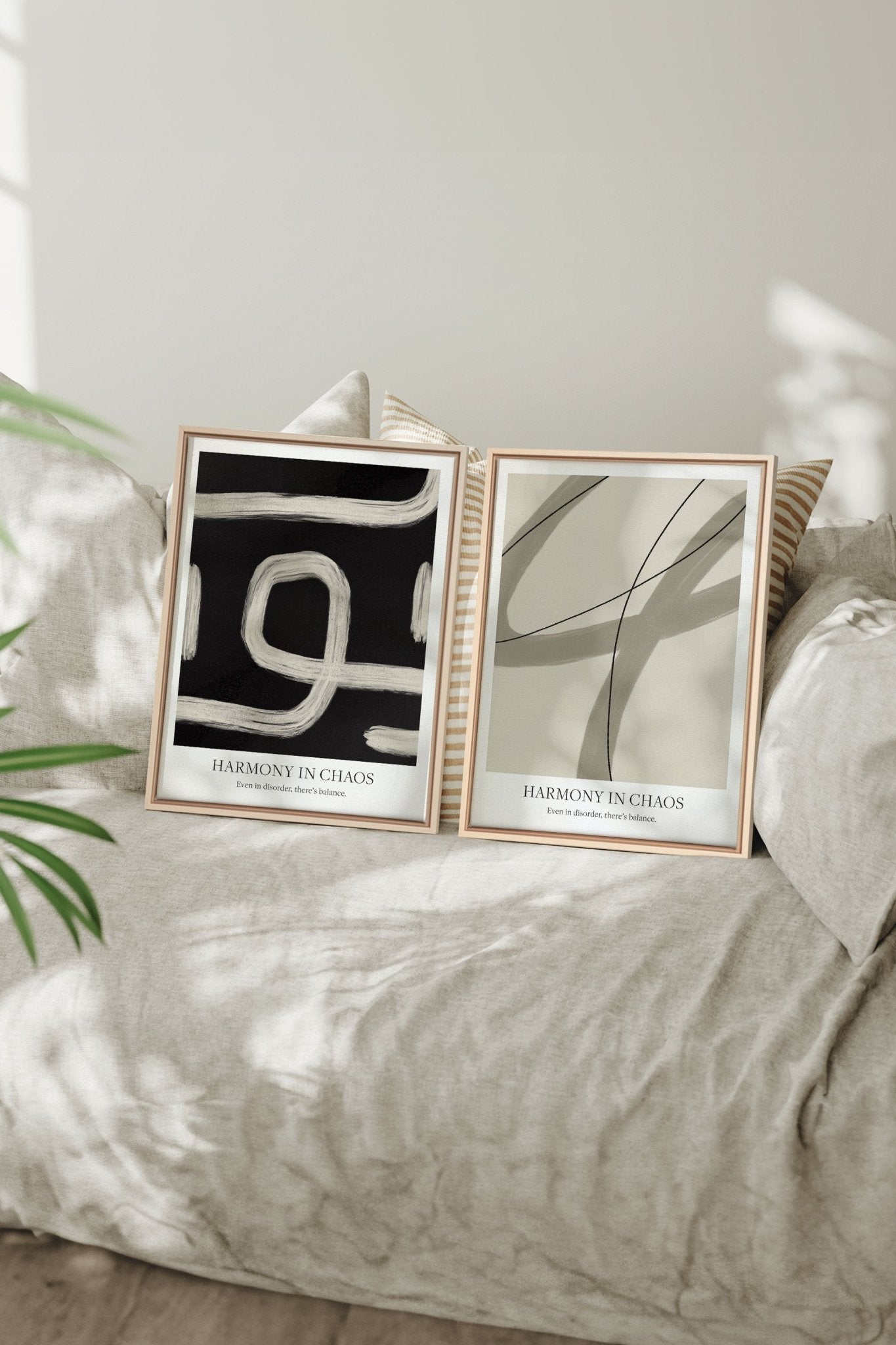 BALANCED FLOW DUO (2 Oeuvres sur toile étirée) - Les Trouvailles de JustineDuo & TrioOleka Canvas2 toiles 9x12Bois naturel