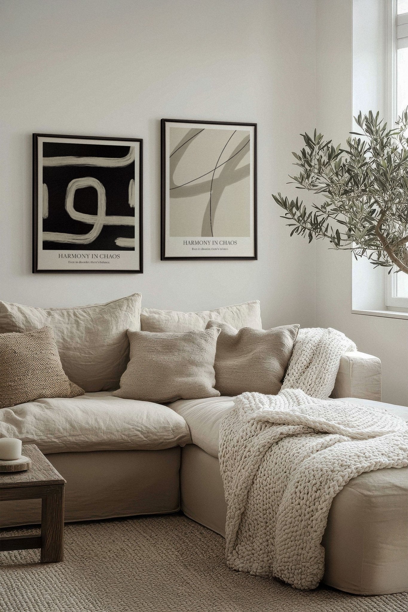 BALANCED FLOW DUO (2 Oeuvres sur toile étirée) - Les Trouvailles de JustineDuo & TrioOleka Canvas2 toiles 9x12Noir