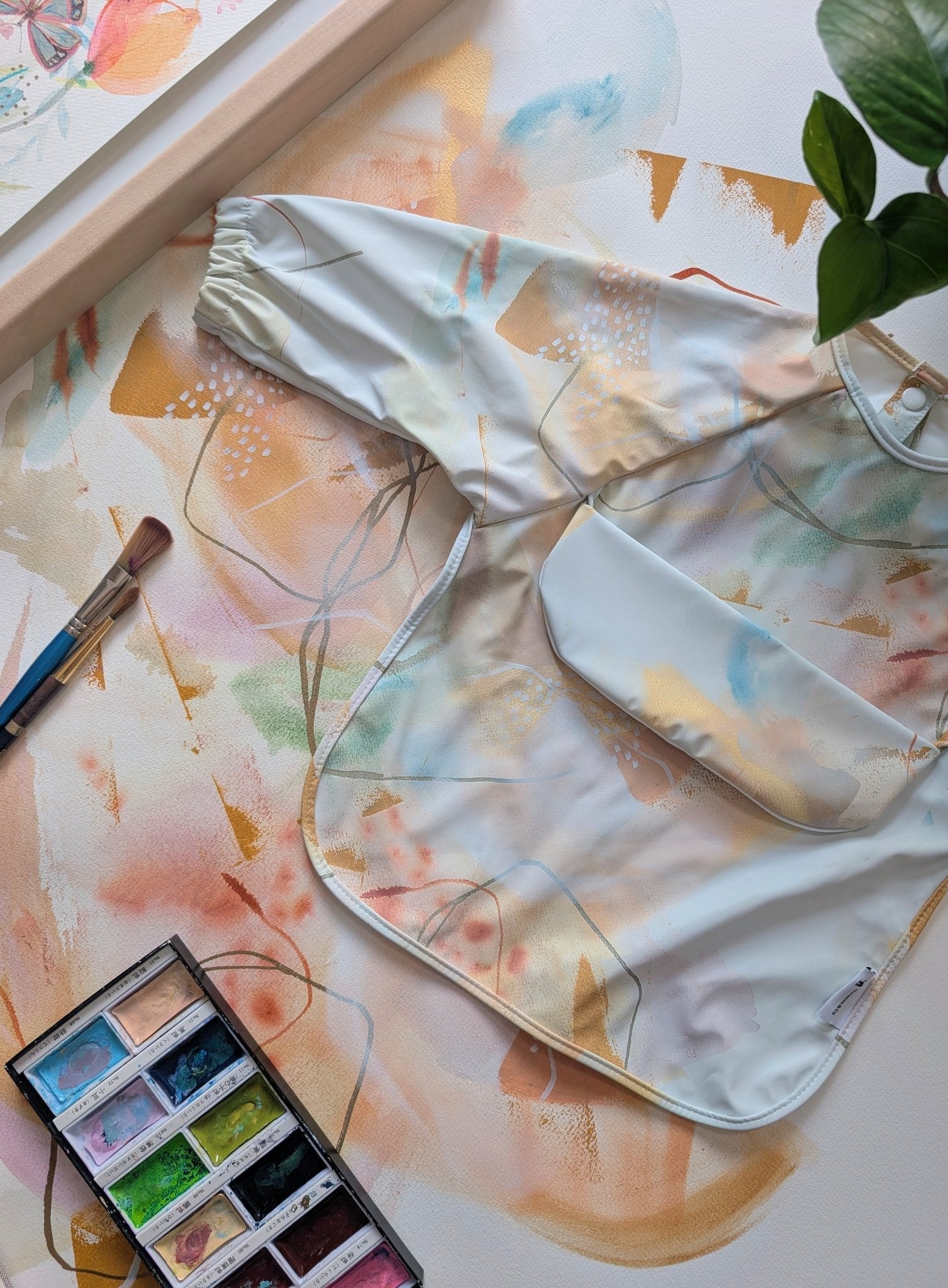 Bavette à manches longues avec pochette intégrée - Les Trouvailles de JustineBébés et tout - petitsMicassoandcoBrume douce collaboration avec Lysa Jordan - collection éphémèreS - 6 - 24 mois