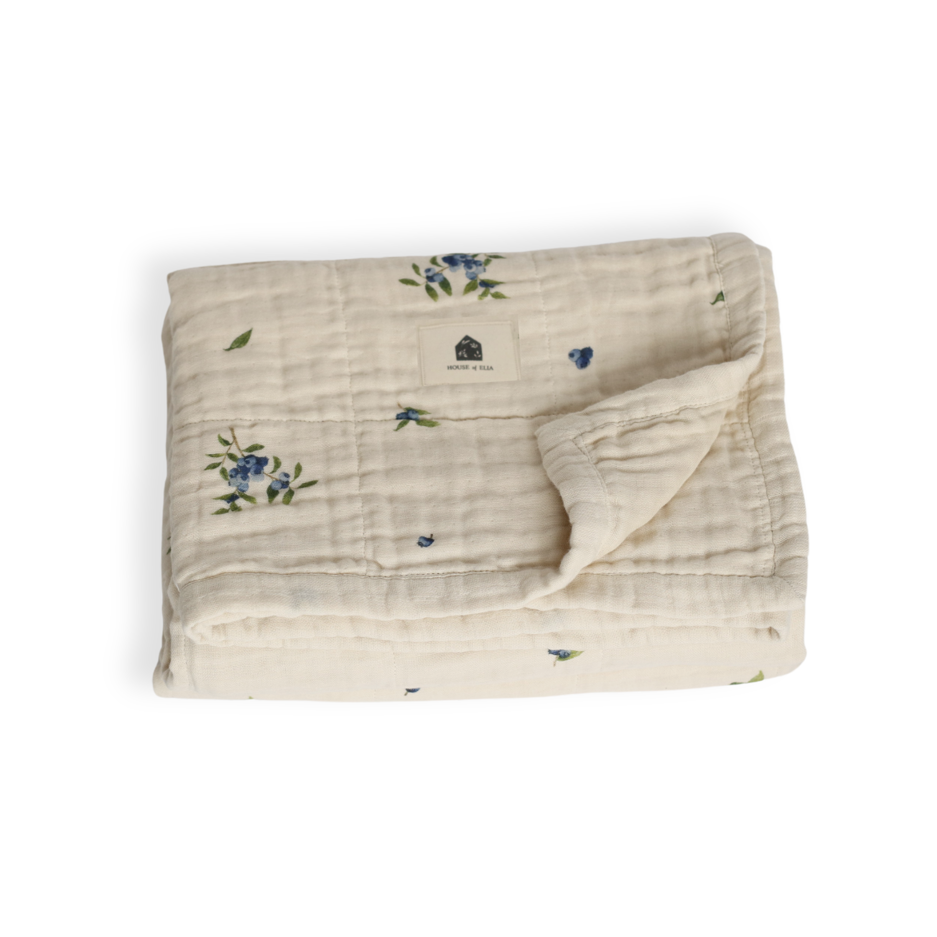 Couverture bébé en mousseline de coton biologique 4 couches | Bleuet