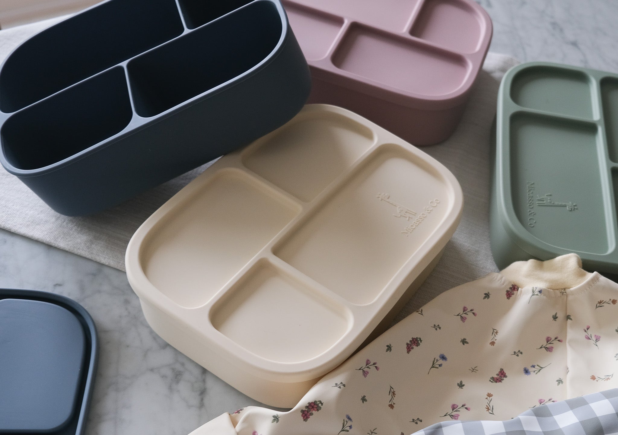 Boîte à lunch bento en silicone - Les Trouvailles de JustineBébés et tout - petitsMicassoandcoBlanc crème