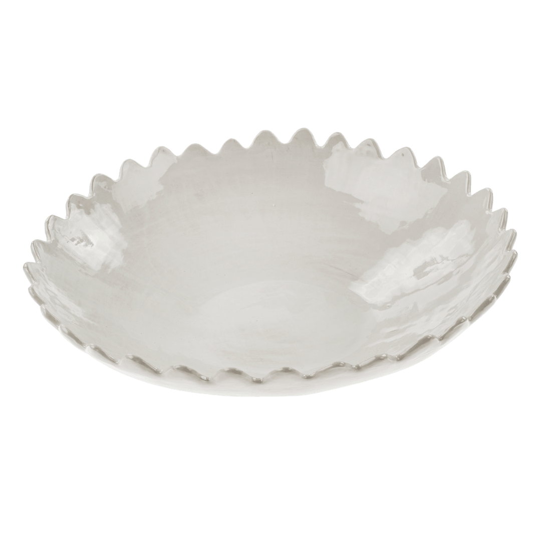 Bol à Bord Festonné en Grès | Grand Format | Façonné à la Main - Les Trouvailles de JustineIndaba Home