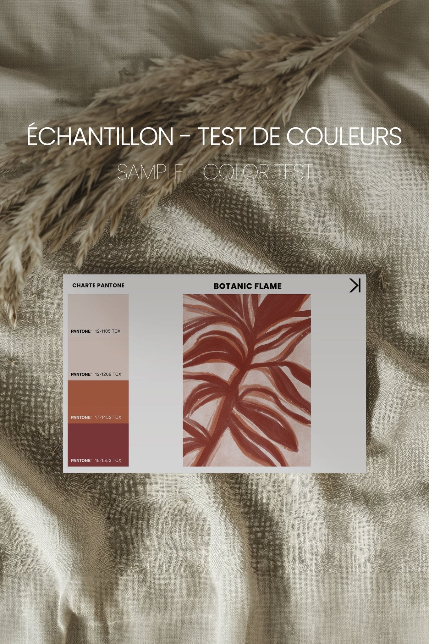 BOTANIC FLAME, Oeuvre sur toile étirée - Les Trouvailles de JustinecanvasOleka CanvasÉchantillon - Test de couleursSans Cadre - Monté Galerie
