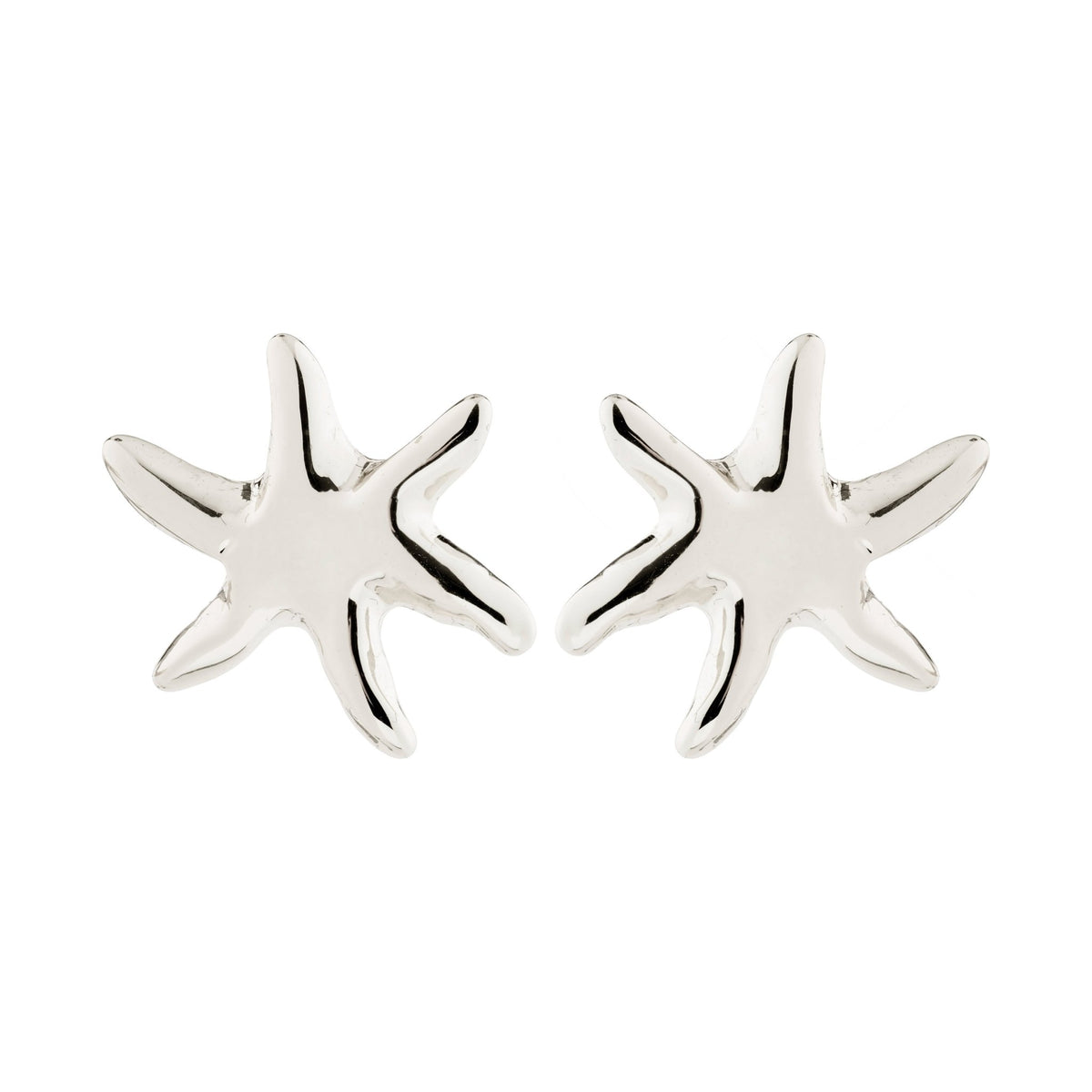 Boucles d’oreilles clous étoile de mer plaqué argent, paire symétrique