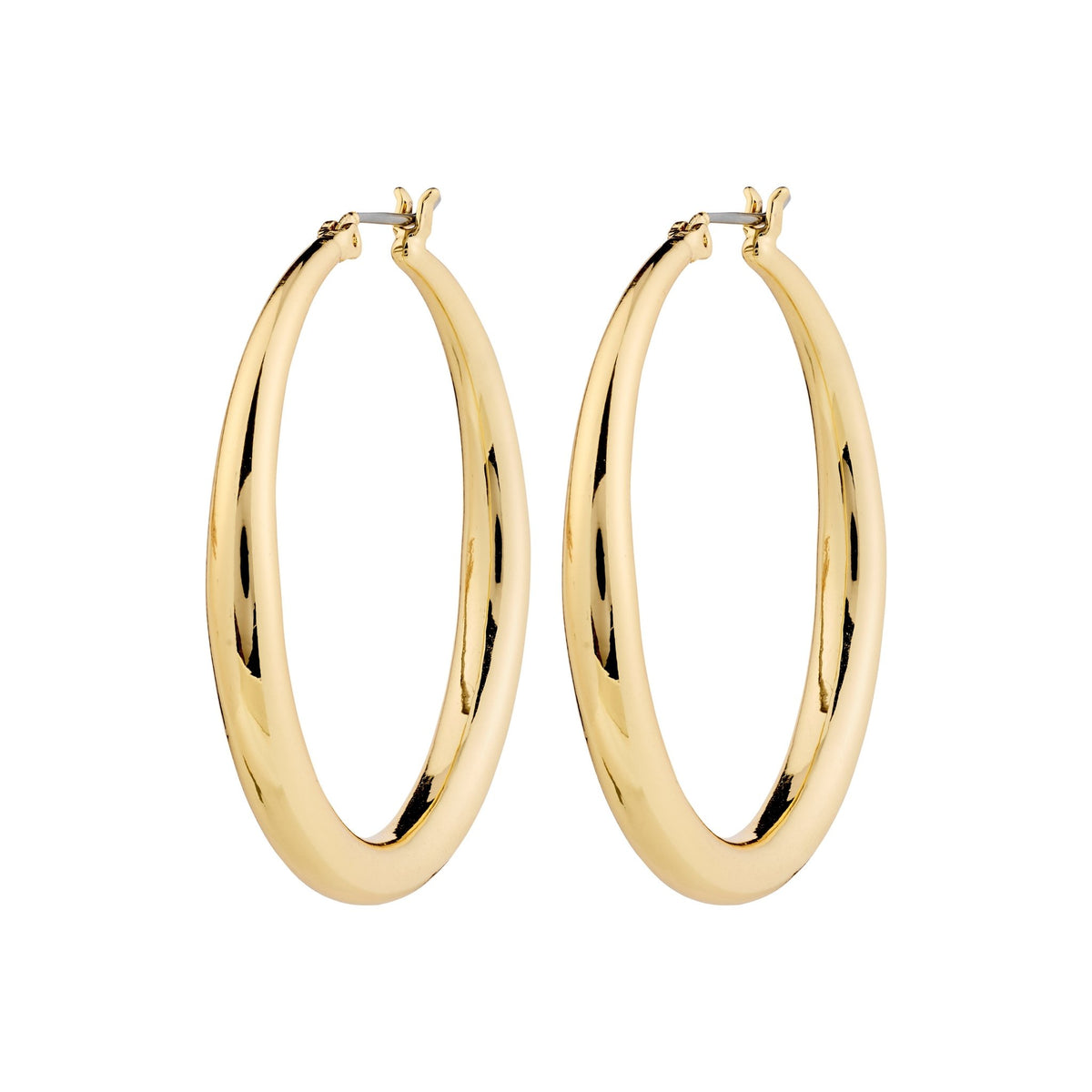Boucles d’oreilles PRIYA créoles 40 mm Pilgrim faites à la main en plaqué or ou argent avec matériaux recyclés.